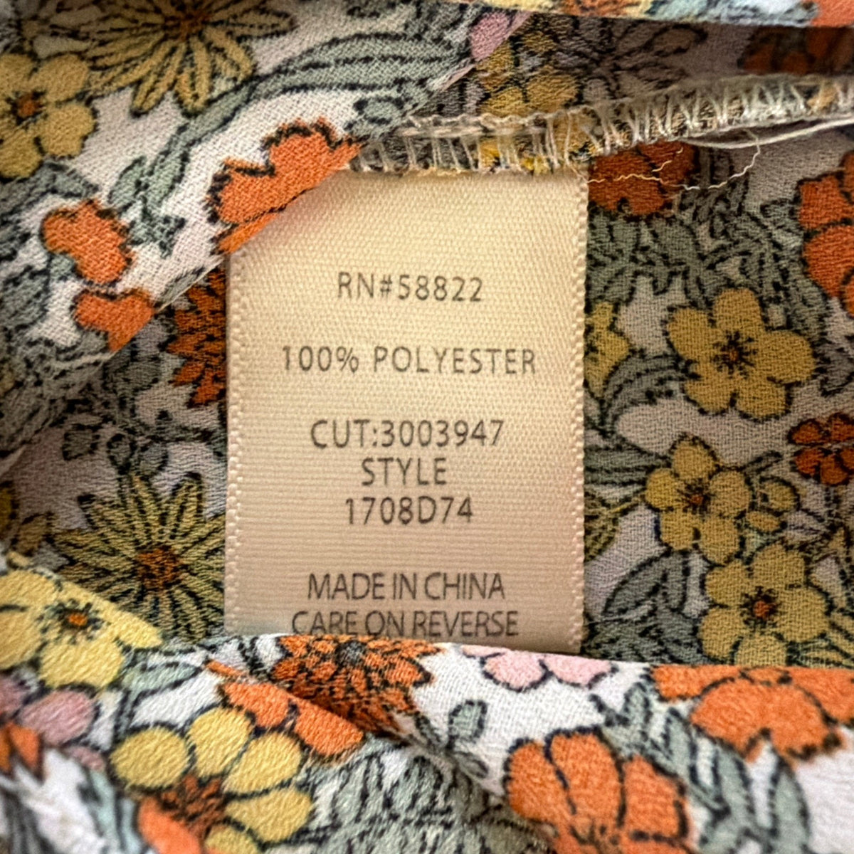Max Studio Top Womens L Floral Boho Chic Ruffle Tie Neck Casual Career Shirt