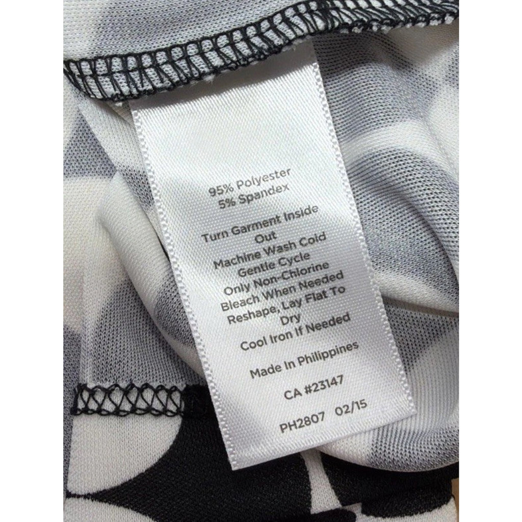 Talbots Dress Womens Petite M Black White Jersey Stretch Faux Wrap Career Casual