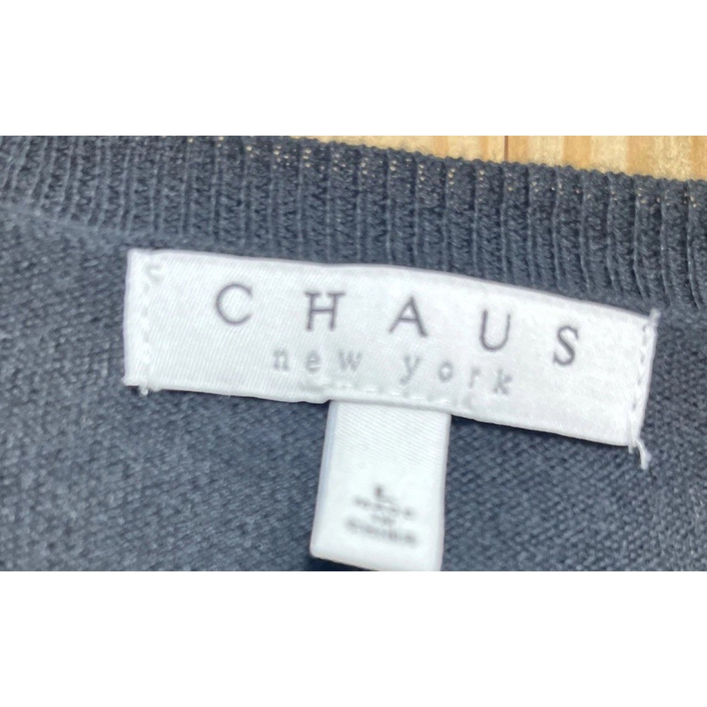 Women's Chaus Black Lightweight Sweater w/ Gold Studs detailing - Size L NWT