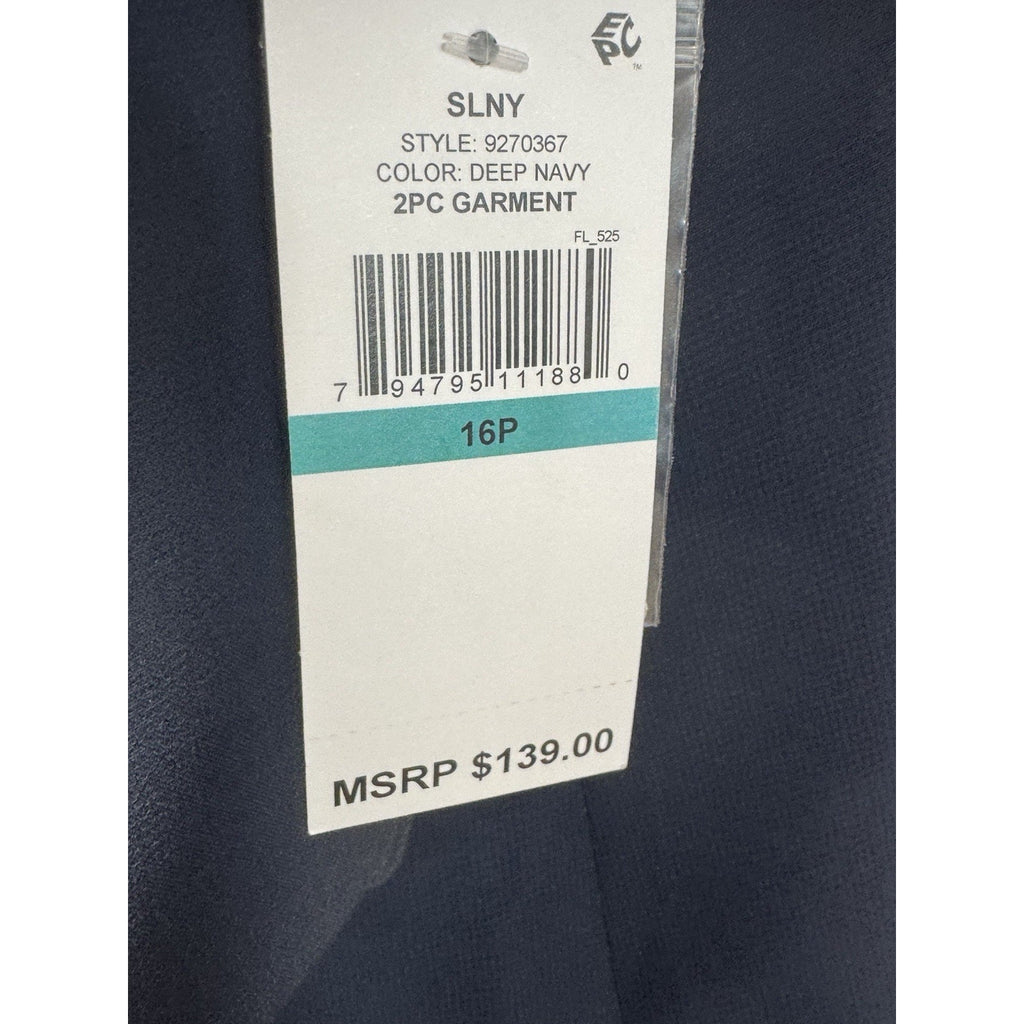 NWT SLNY 16P Deep Navy Sheer Beaded Open Front Duster Jacket Cover Up Petite