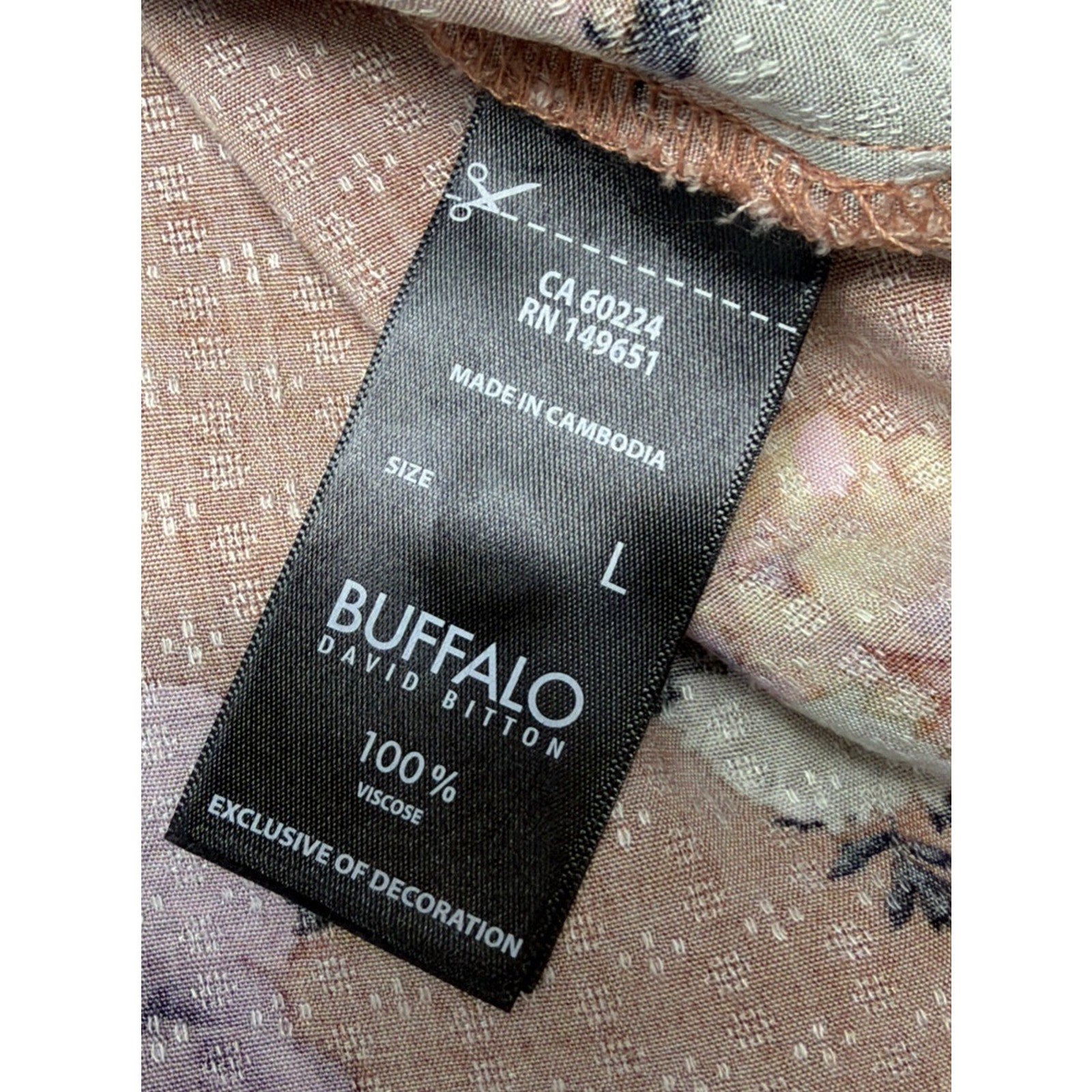 Buffalo David Bitton Women's Top Floral Size L Short Sleeve Blouse Rayon