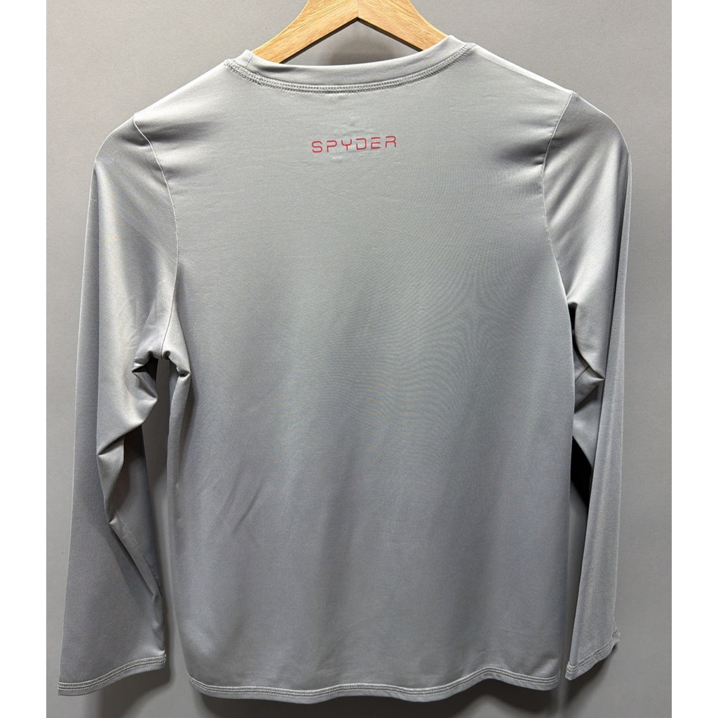 SPYDER Size M Boy Gray Stretch Crew Neck Long Sleeve Breathable Athletic Top 826