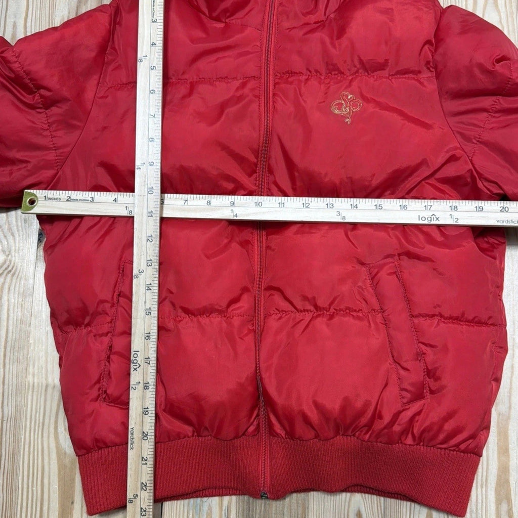 Southpole Y2K Puffer Jacket Coat Parka Red Womens Zipper Hooded Warmth XL