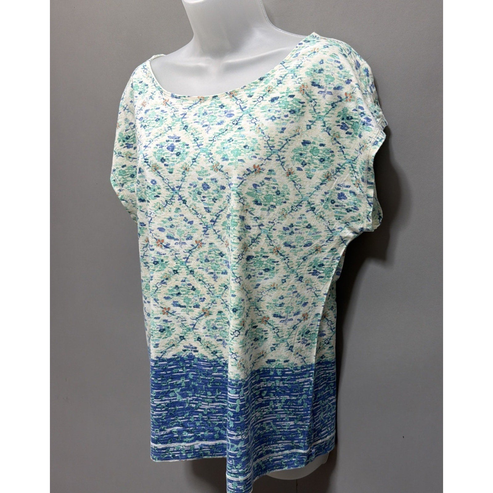 Lauren Ralph Lauren Womens Floral Boat Neck Short Sleeve Top Black Multi L