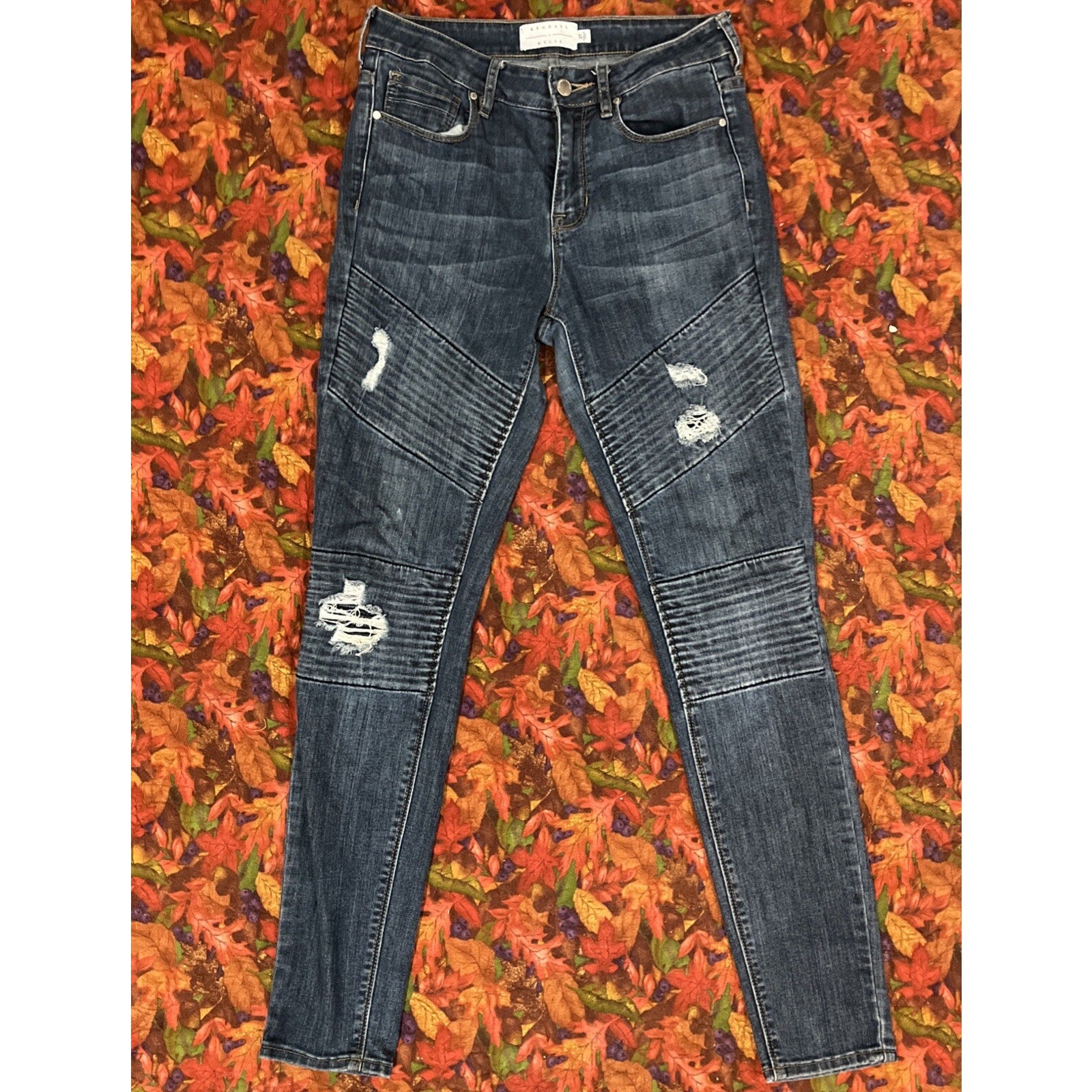 Kendall + Kylie jeans womens 27 skinny moto Distressed Moto medium wash