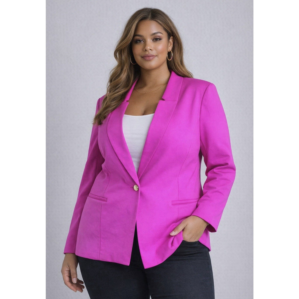 ELOQUII Womens 22 Hot Pink Blazer One Button Career Office Stretch Jacket NWT