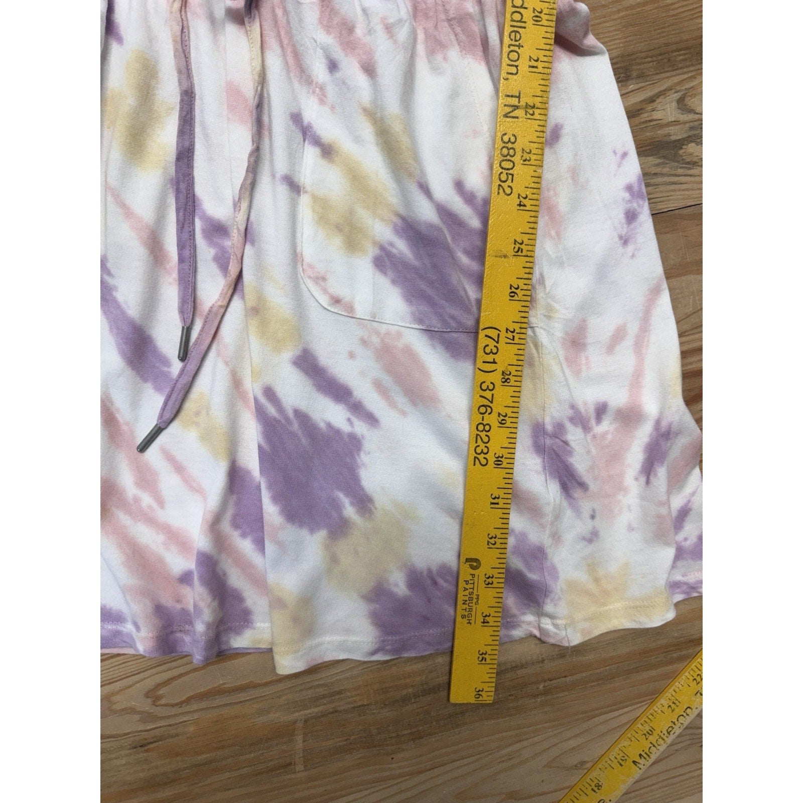 C&C California T-Shirt Dress Purple Tie Dye Jumper Tie Waist Women’s Size Small