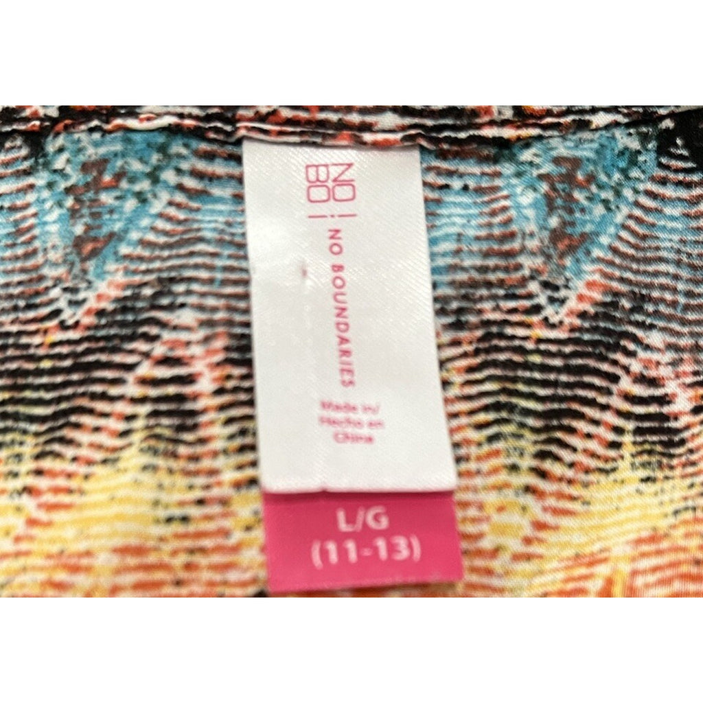 No boundaries women's Size L Multicolor Abstract print boho Chiffon blouse top