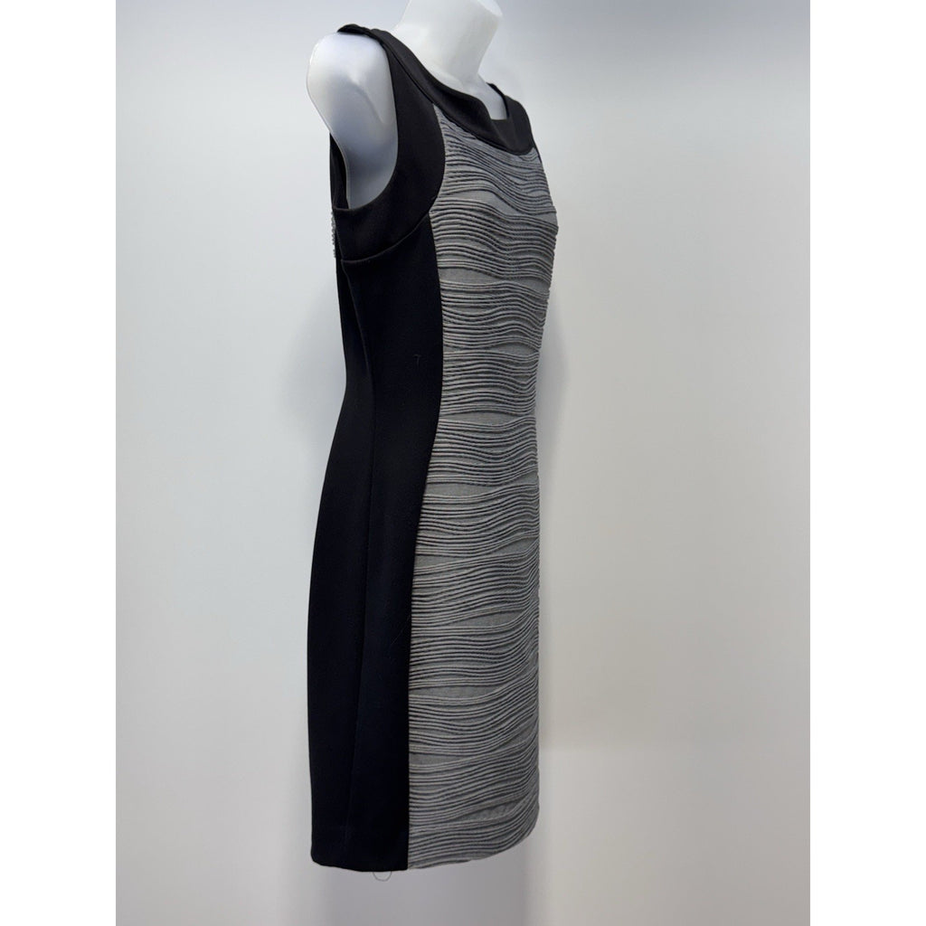 Calvin Klein Sleeveless Black And Gray Bodycon Knee Length Dress Women’s Size 8