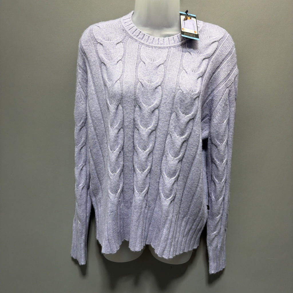Banana Republic Cable Knit Sweater Womens Size Large Rayon Super Soft Casual NWT
