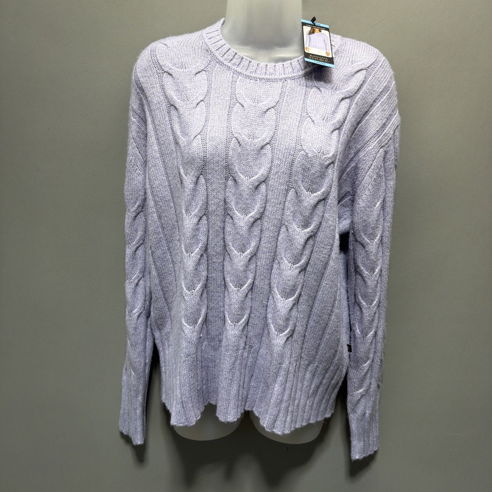 Banana Republic Cable Knit Sweater Womens Size Large Rayon Super Soft Casual NWT