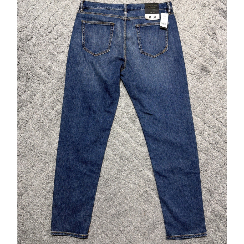 Banana Republic Mens 34x32 Jeans Athletic Tapered Performance Blue Denim NWT