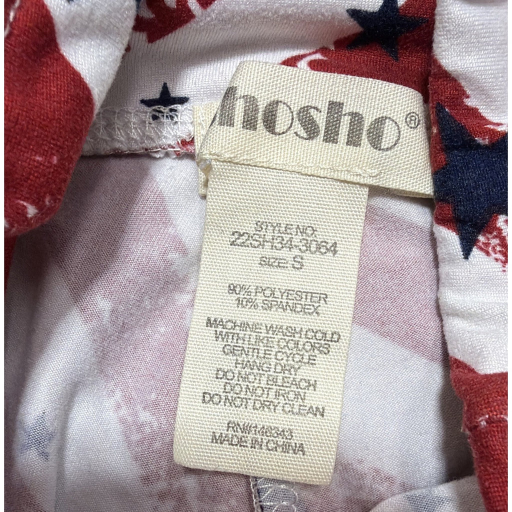 Shosho Women's Patriotic Activewear Biker Shorts Pockets High Rise Size Small