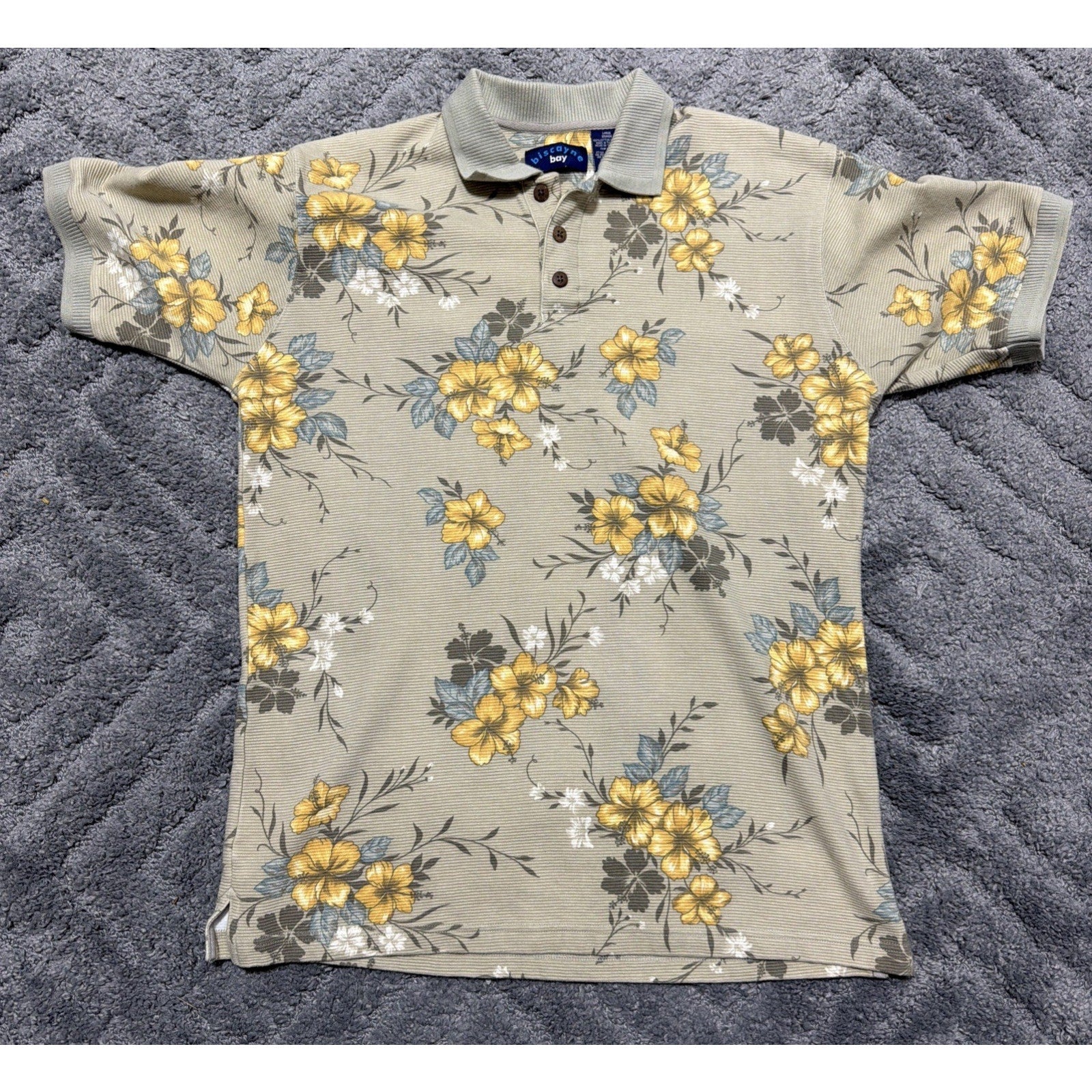 Vintage Biscayne Bay men’s Large Floral Short Sleeve polo shirt