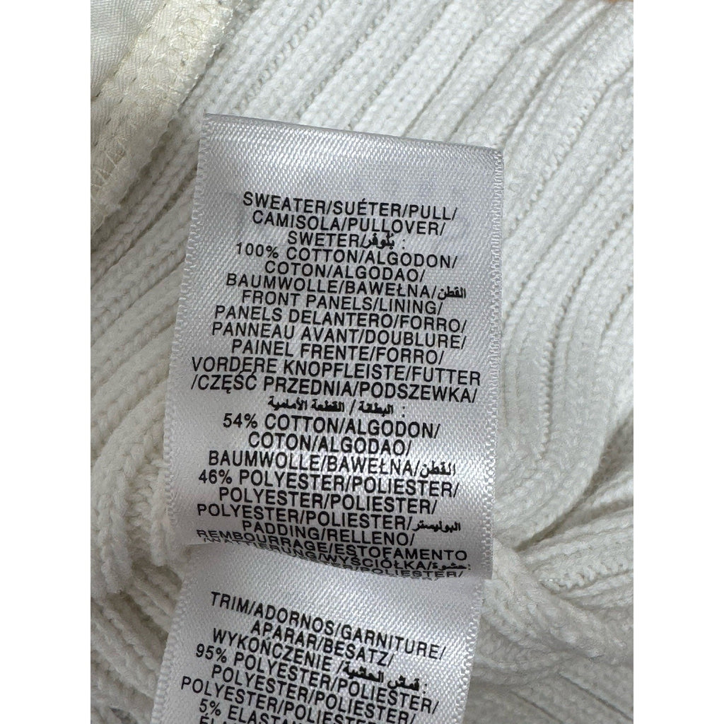 Jones New York White Puffer Vest Quilted Cotton Sweater Back Zip Jacket Women M