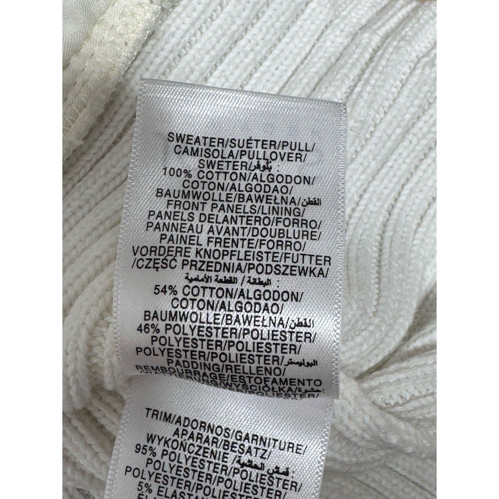 Jones New York White Puffer Vest Quilted Cotton Sweater Back Zip Jacket Women M