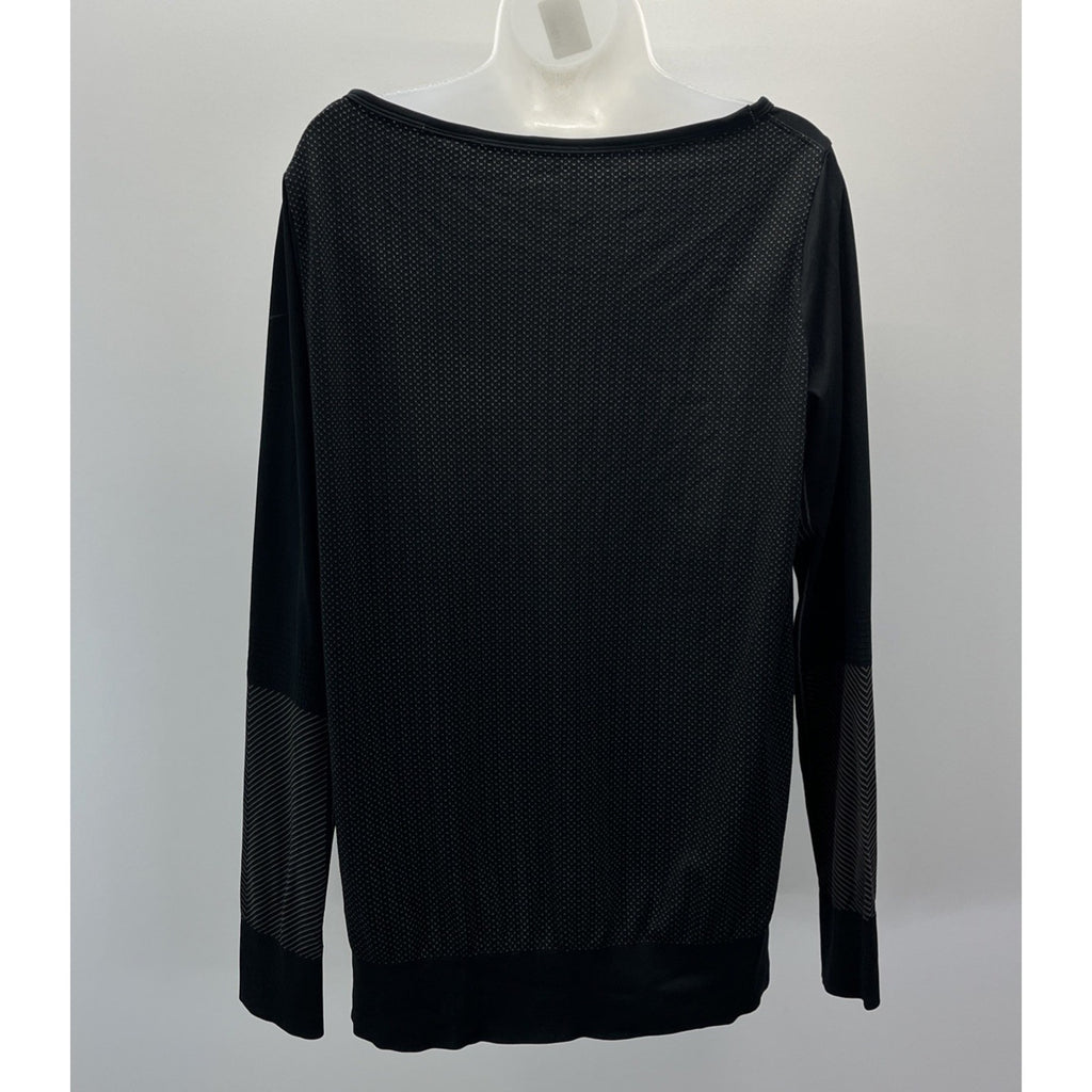 Nike Womens Dri Fit Running Reflective Long Sleeve Black Shirt Size XL