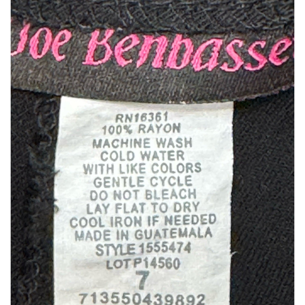 Joe Benbasset Black Shorts Size 7 Juniors Elastic Button Zip Rayon Short Shorts