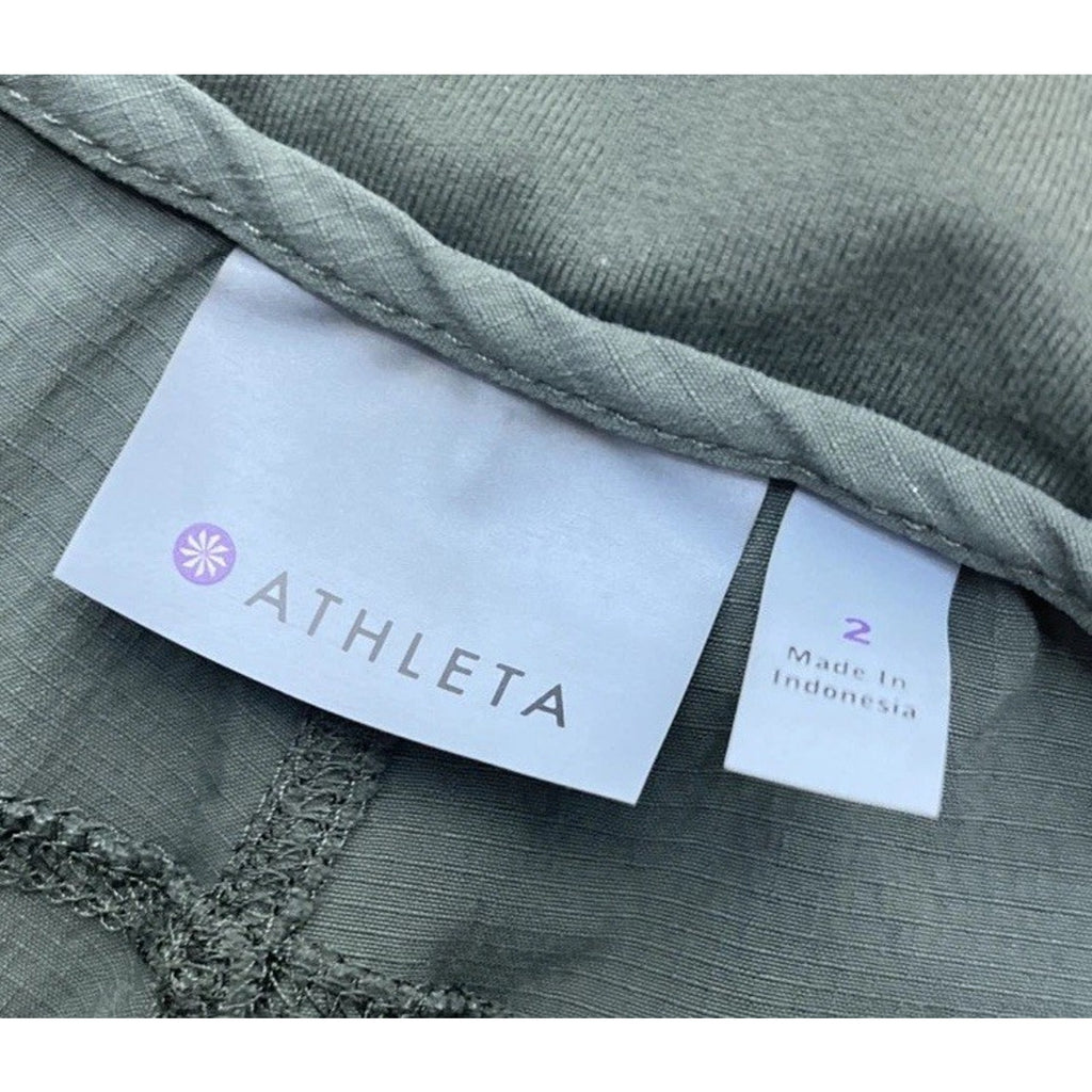 Athleta Trekkie 2.0 Joggers Women's 2 Army Green Stretch Fabric Slim Leg Cuffed