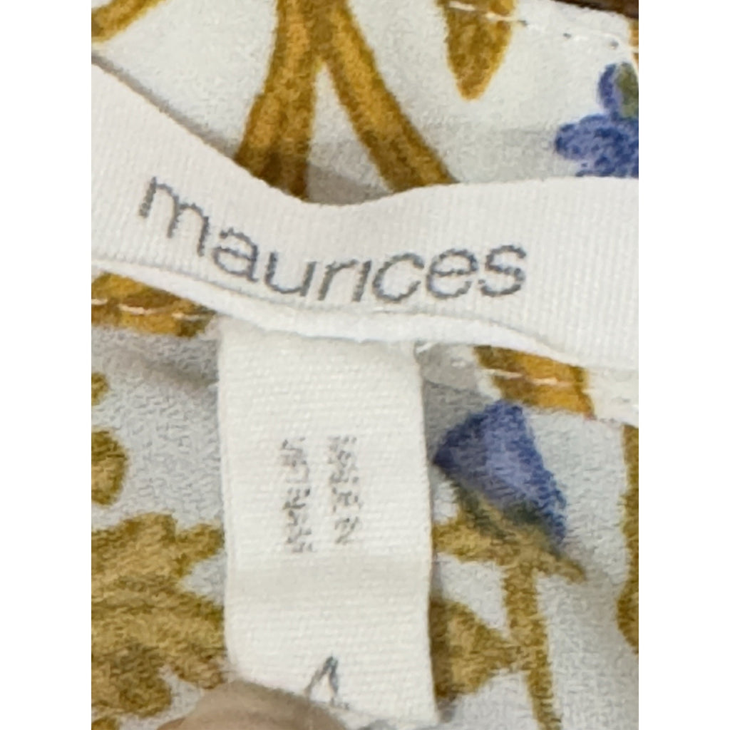 Maurices Women's Sleeveless Button Front Floral V-Neck Blouse Top Sz 4 Blue