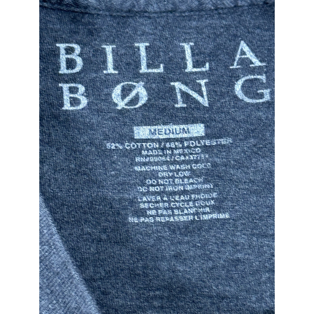 Billa Bong T-Shirt Men Medium Graphic Print Logo Gray Cotton Blend Palm Trees