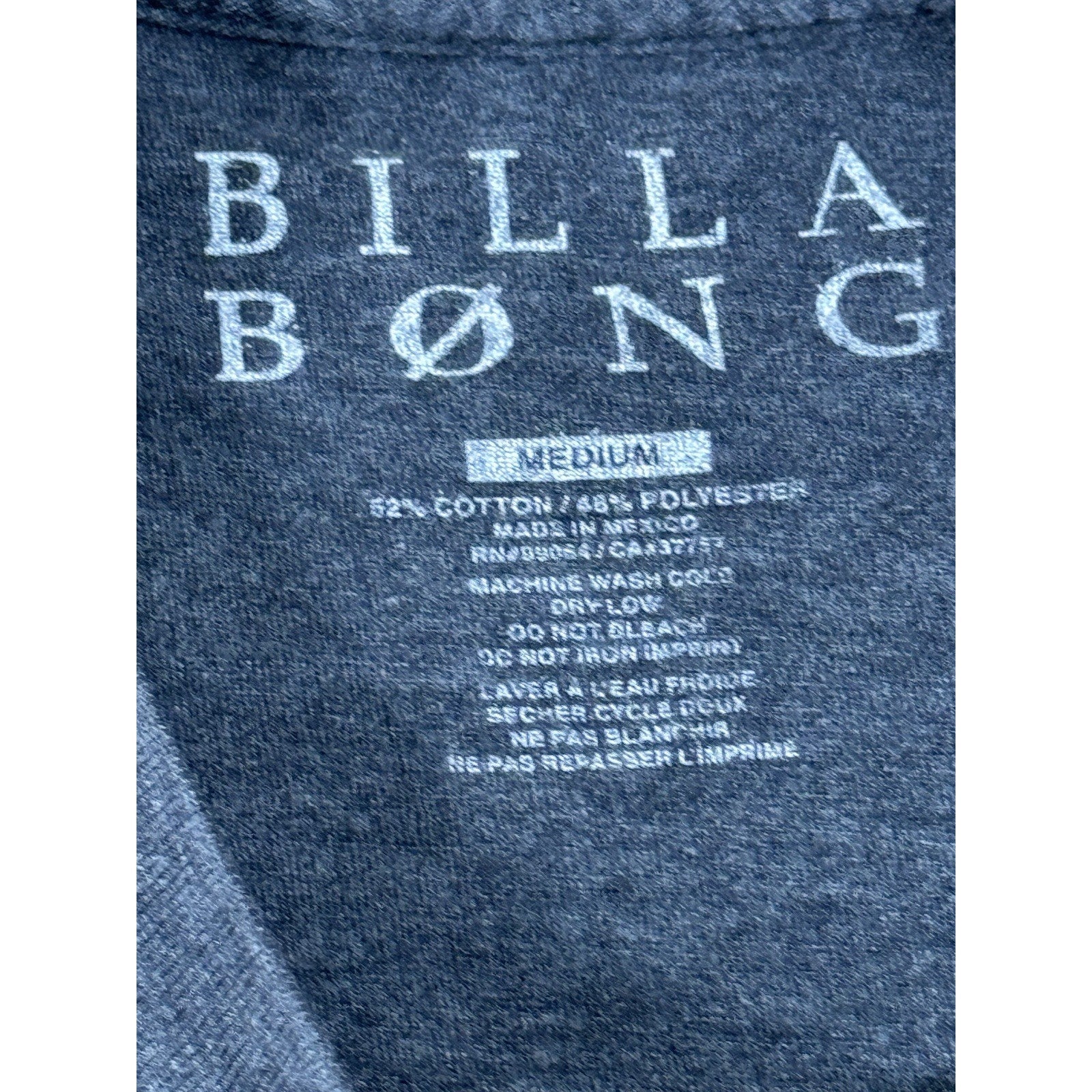 Billa Bong T-Shirt Men Medium Graphic Print Logo Gray Cotton Blend Palm Trees