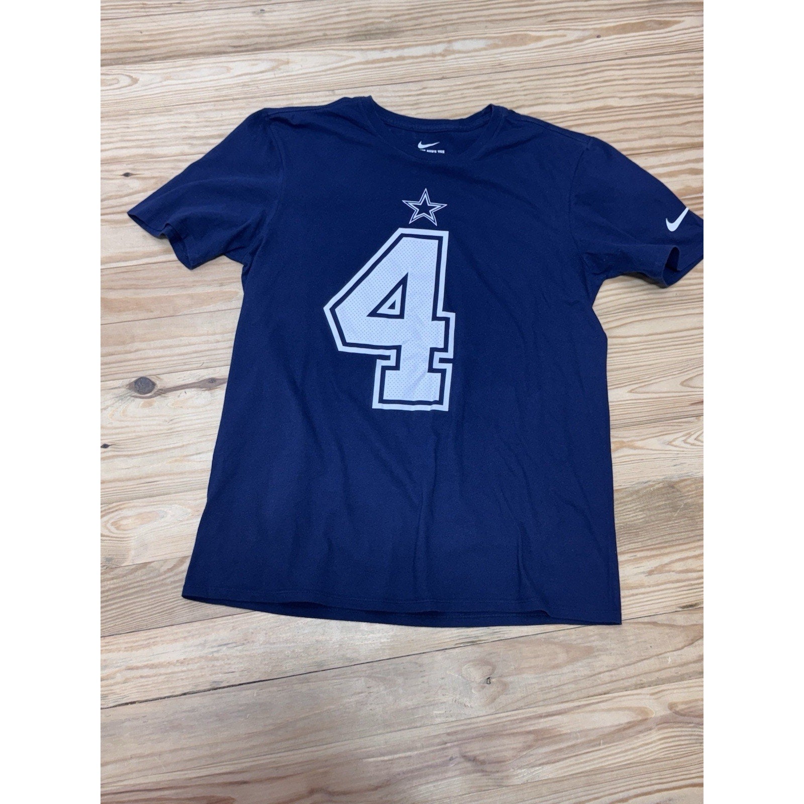 Dallas Cowboys Dak Prescott Tee Shirt Men’s Large Navy Blue Nike Athletic Cut