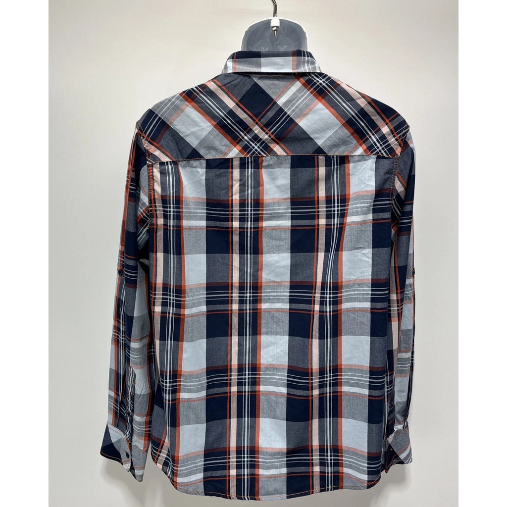 Carbon Mens Shirt Button Down Long Sleeve Plaid Classic Fit Size Medium