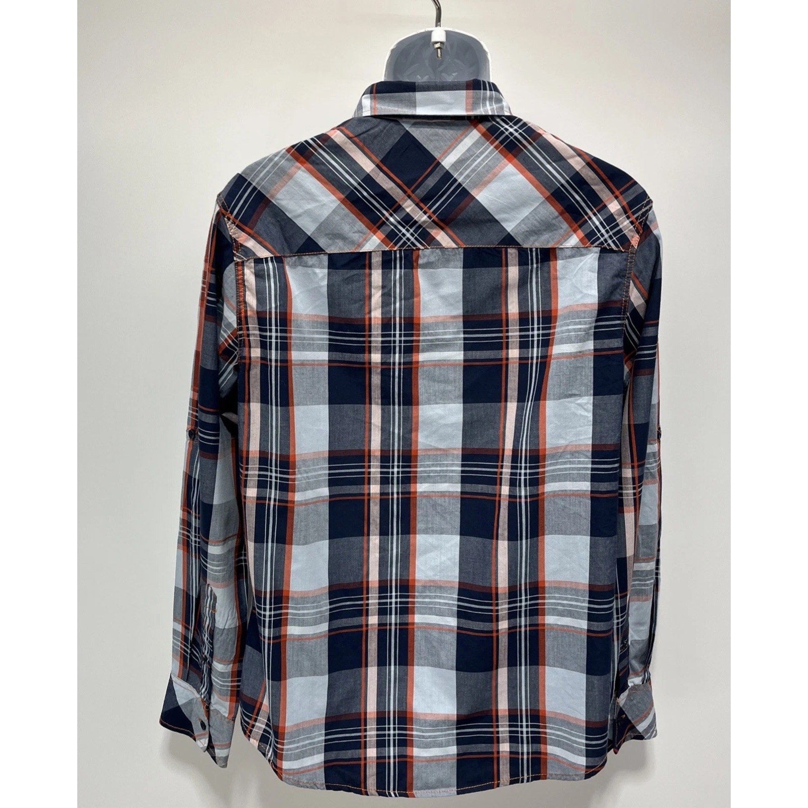 Carbon Mens Shirt Button Down Long Sleeve Plaid Classic Fit Size Medium