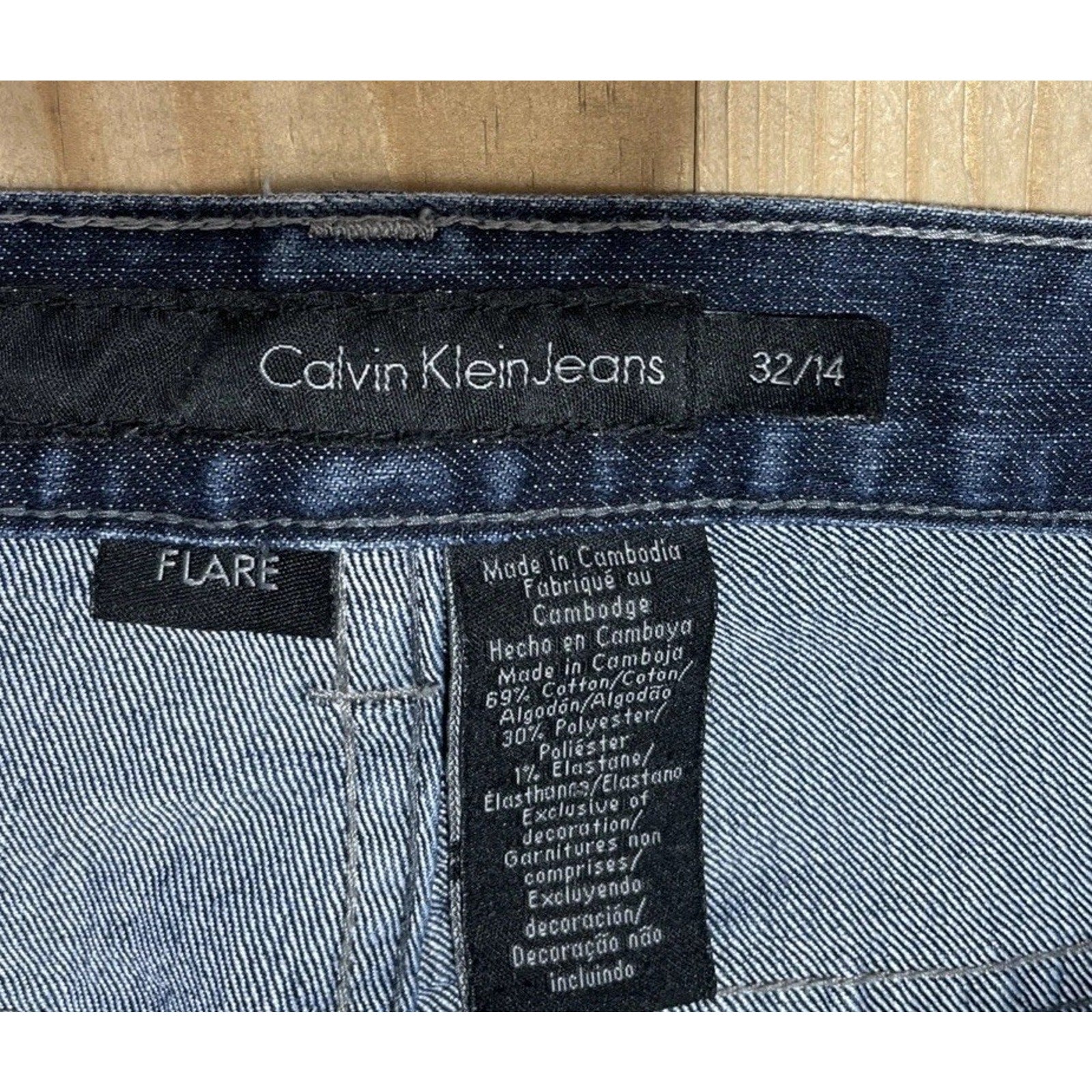 Calvin Klein Jeans Flared Leg Denim Women's Size 32/14 5-Pocket Cotton Blend