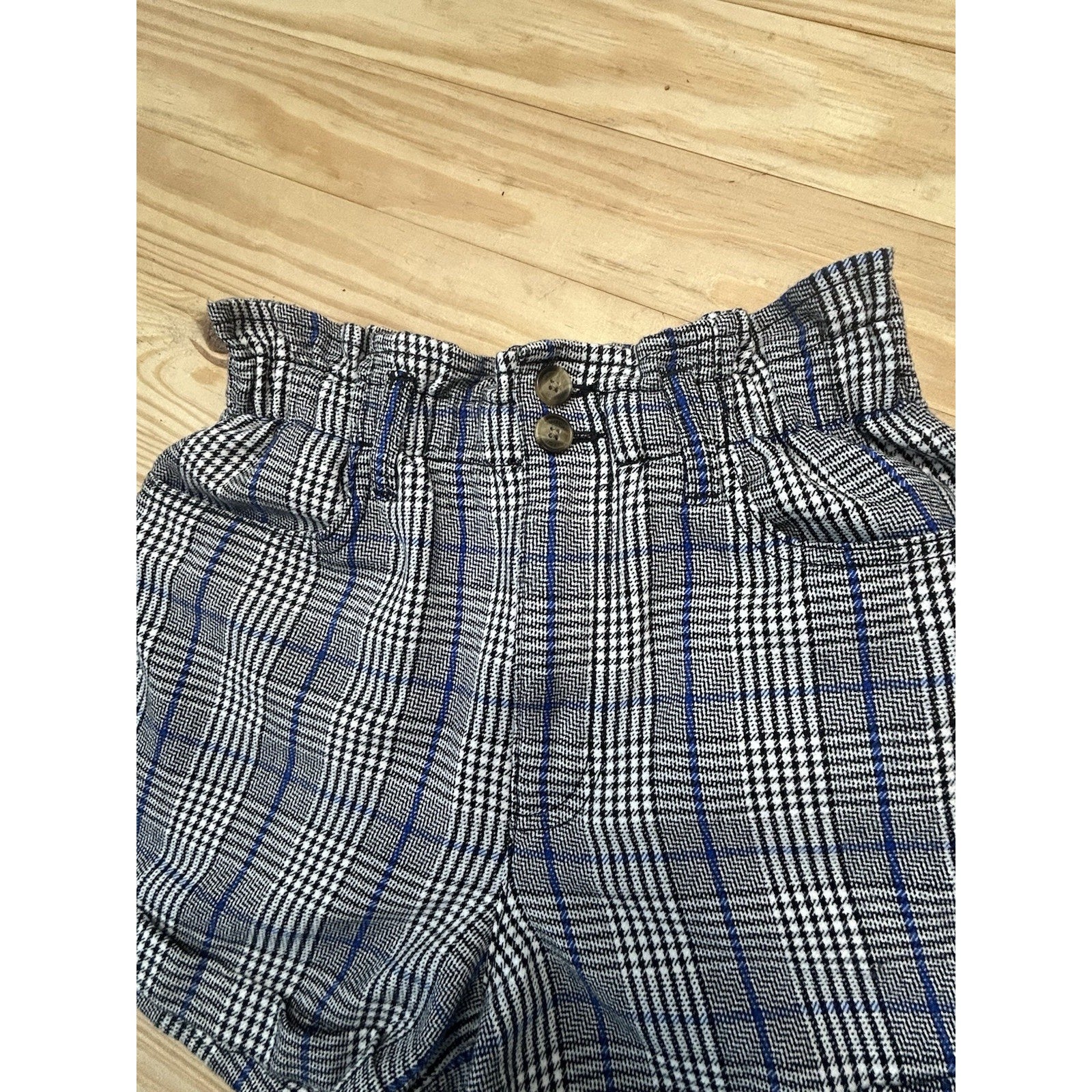 American Eagle High Rise Shorts Womens Size 4 Houndstooth Plaid Black White Blue