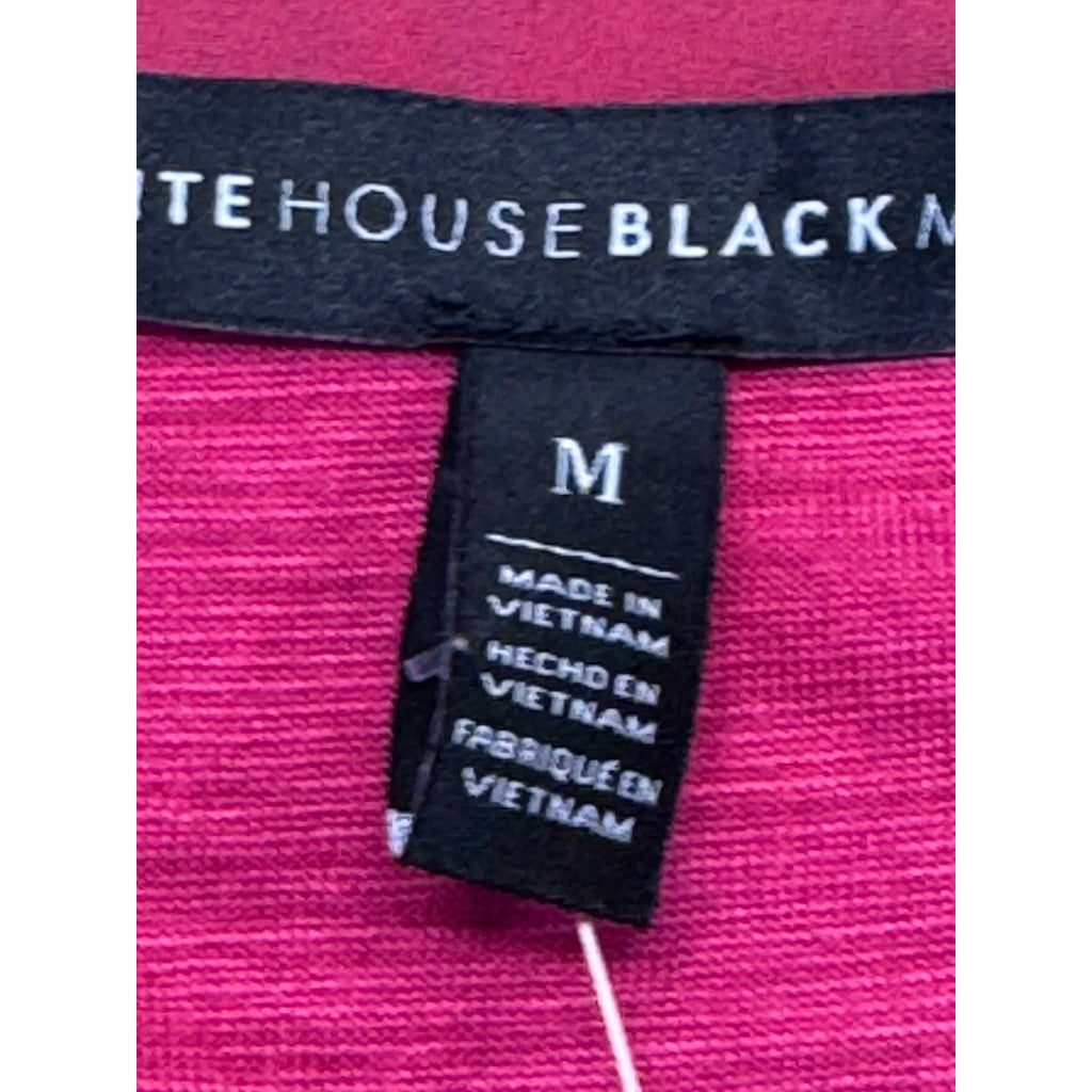 White House Black Market Fusia 1/4 Button Lace Up Pocket Tee Women’s Size M
