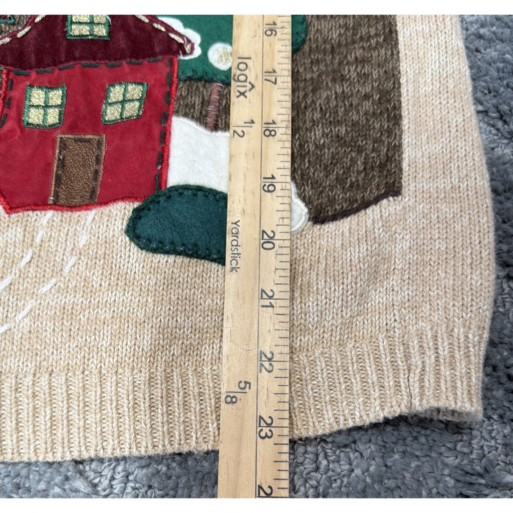 Vtg Heirloom Collectibles Christmas Cardigan Sweater Sz Large Elbow Patch