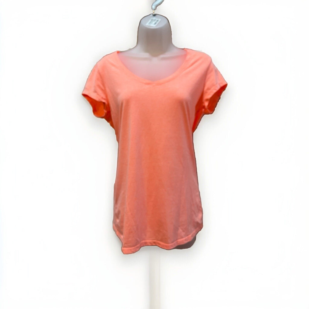 No Boundaries Juniors' Short Sleeve Orange V Neck Short Sleeve T-Shirt L