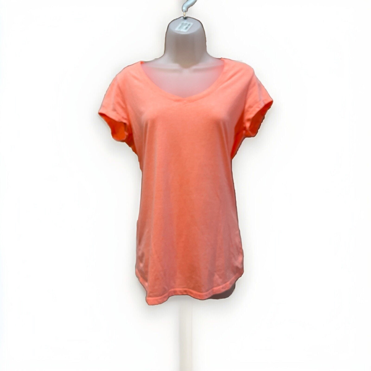 No Boundaries Juniors' Short Sleeve Orange V Neck Short Sleeve T-Shirt L