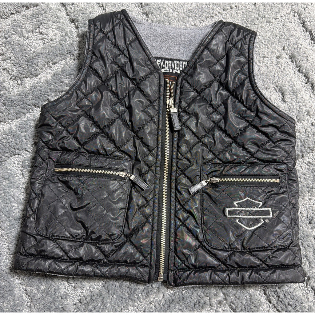 Harley Davidson Quilted Motorcycle Rider Riding Biker Vest KIDS sz 4 Boys Girls