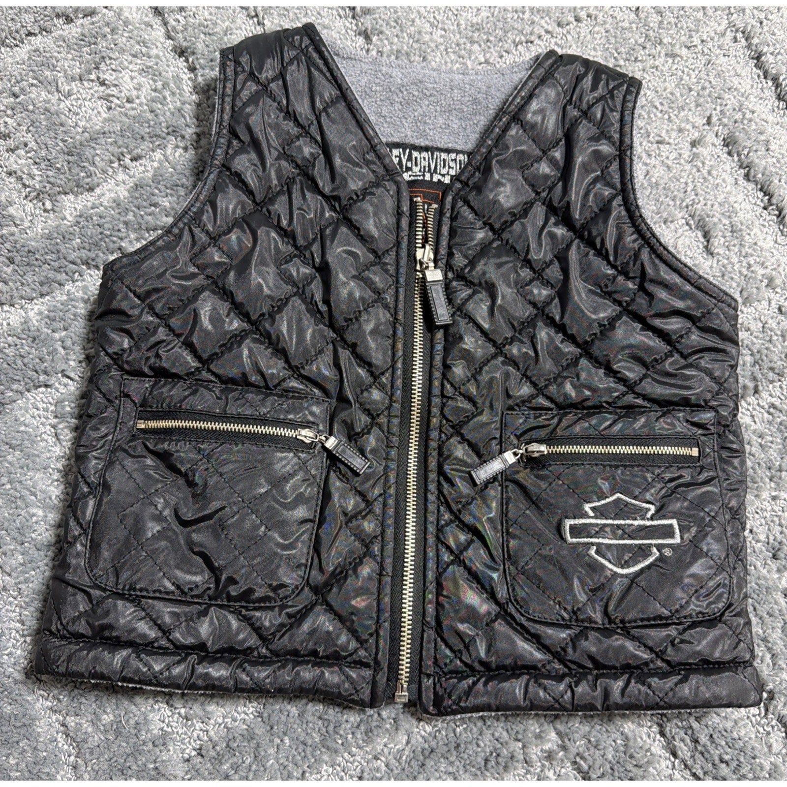 Harley Davidson Quilted Motorcycle Rider Riding Biker Vest KIDS sz 4 Boys Girls