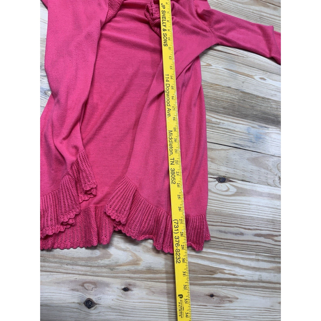 Lilly Pulitzer Raspberry Pink Cardigan Sweater Ruffle Size Women’s XS Preppy