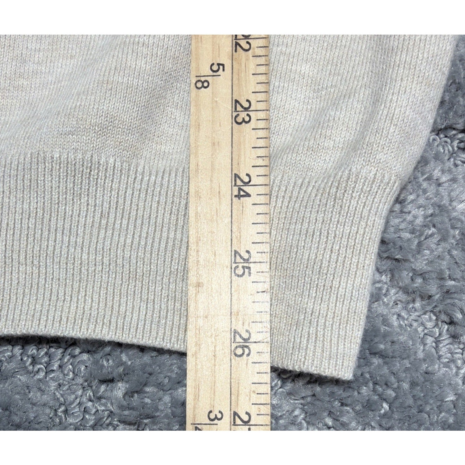 Roundtree & York Sweater Mens M Ivory Oatmeal 1/4 Zip Pullover Preppy Casual