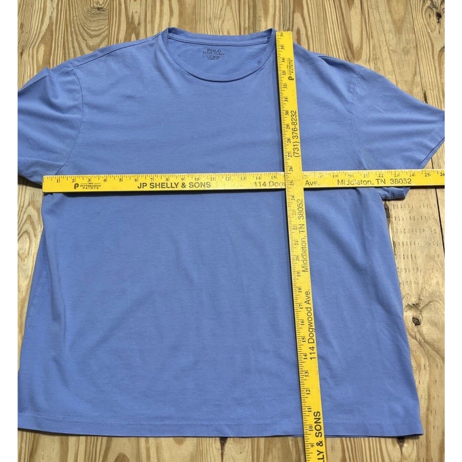 Polo Ralph Lauren Classic Fit T-Shirt Light Blue Color size Large Faded