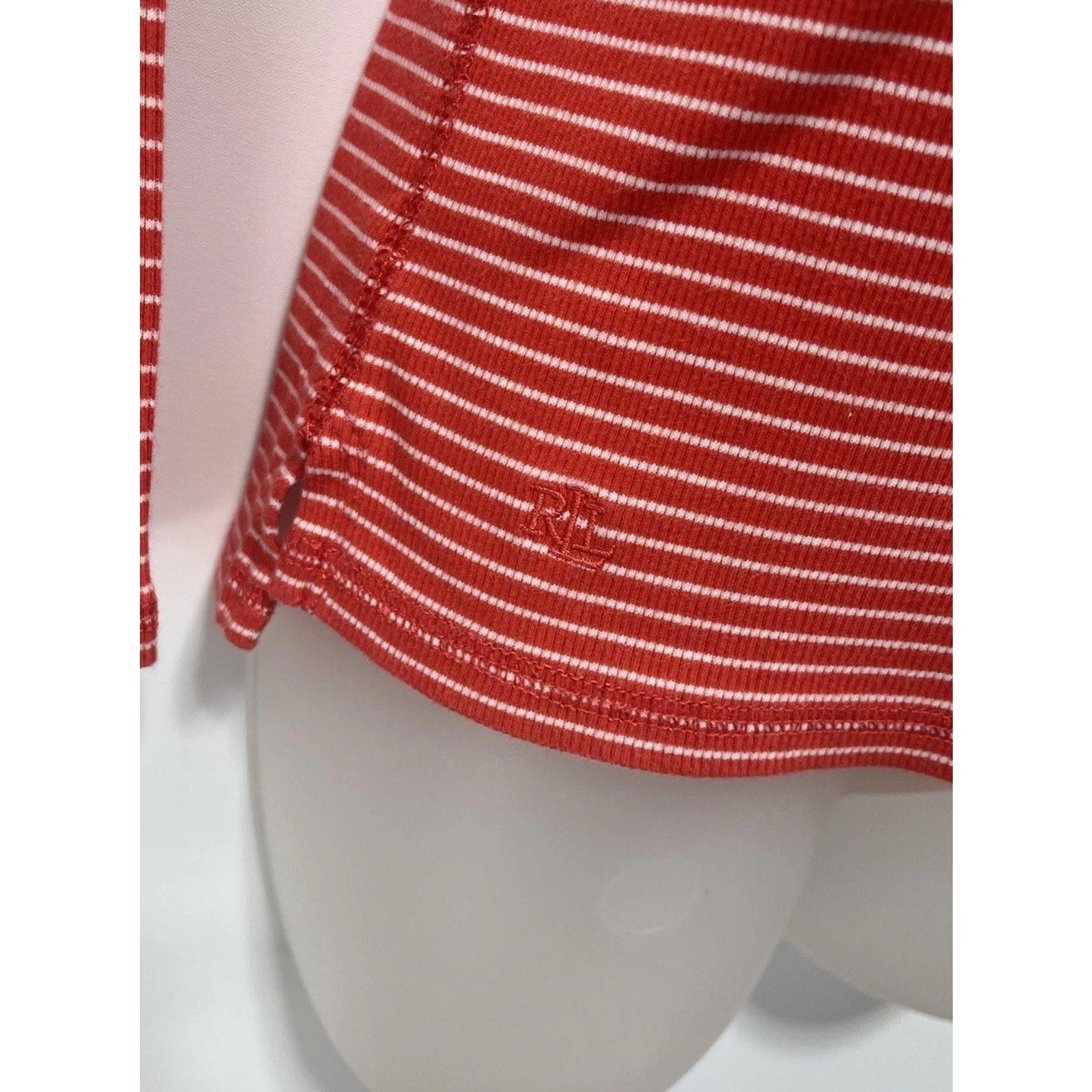 Lauren Ralph Lauren Women's Mockneck Pullover Top Red Combo Small