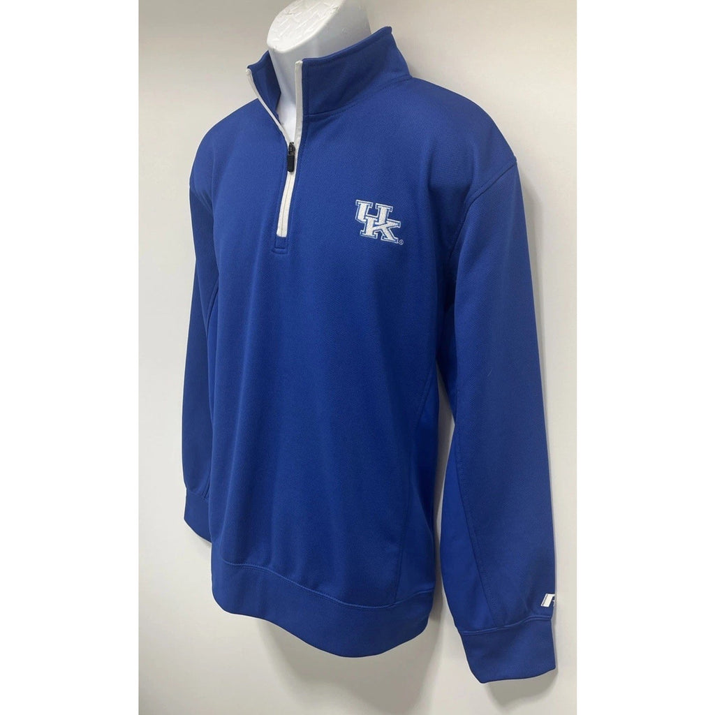 Kentucky Wildcats UK 1/4 Zip Fleece Pullover Mens L Blue Russell Performance