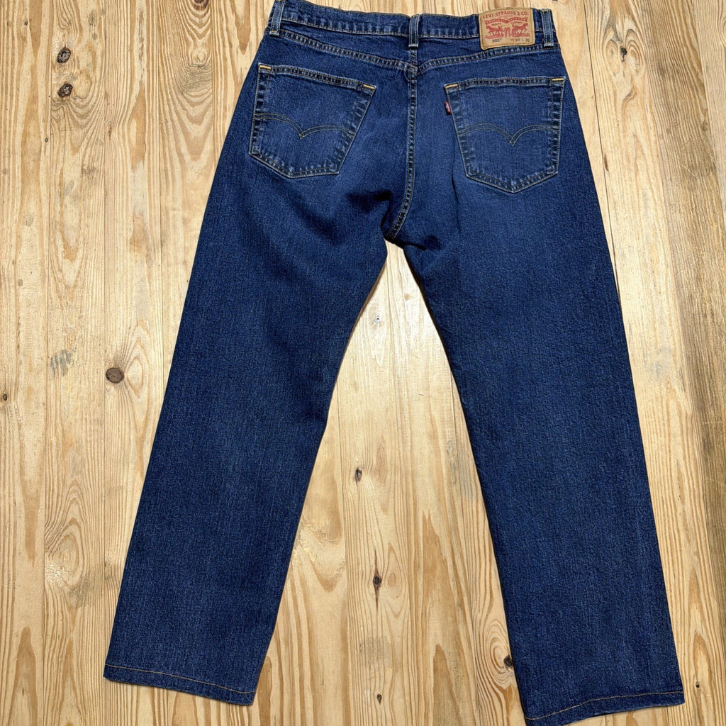 Levis 505 Mens Jeans Straight Leg Medium Wash Denim 33x30 Measure 34x28 Hemmed