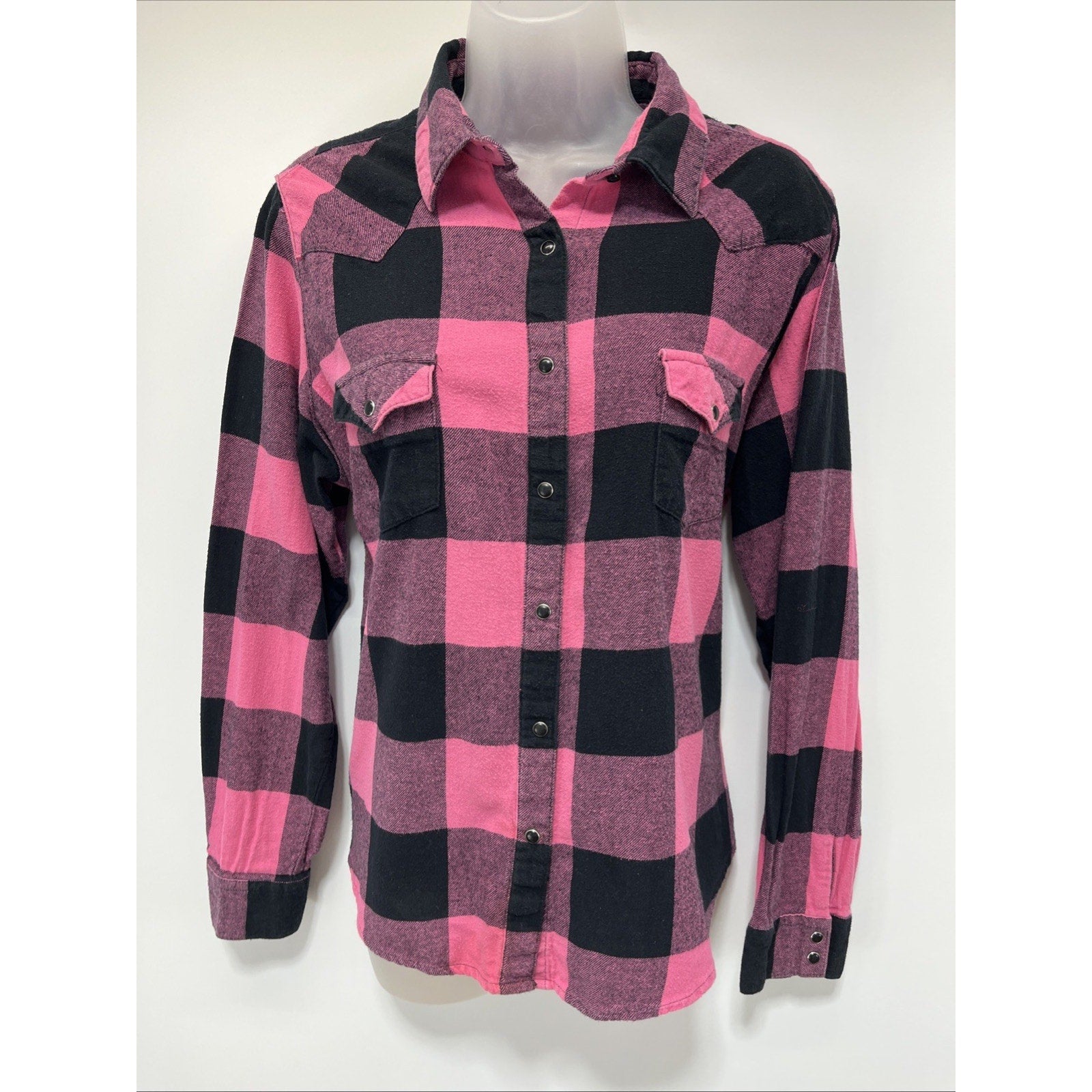 Wrangler Wrancher Western Pearl Snap Shirt XXL Long Sleeve Pink Plaid Cowgirl