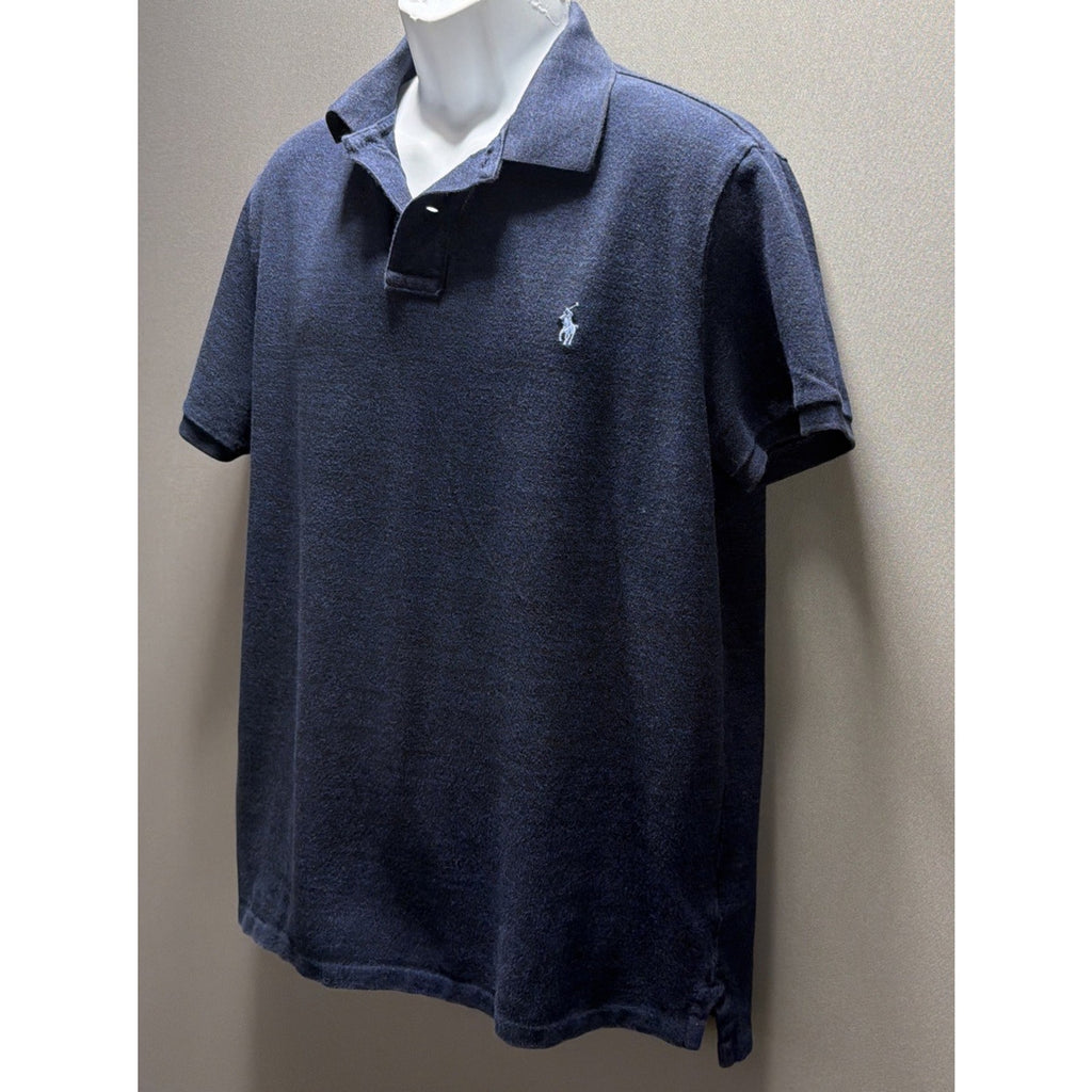 Polo Ralph Lauren Custom Slim Fit Mesh Polo Shirt Mens Heathered Navy