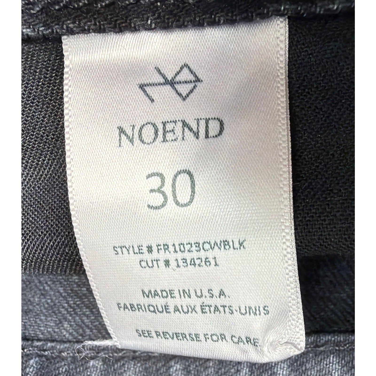 NOEND Straight Cropped Button Fly Jeans Womens 30 Black Denim High Rise Frayed