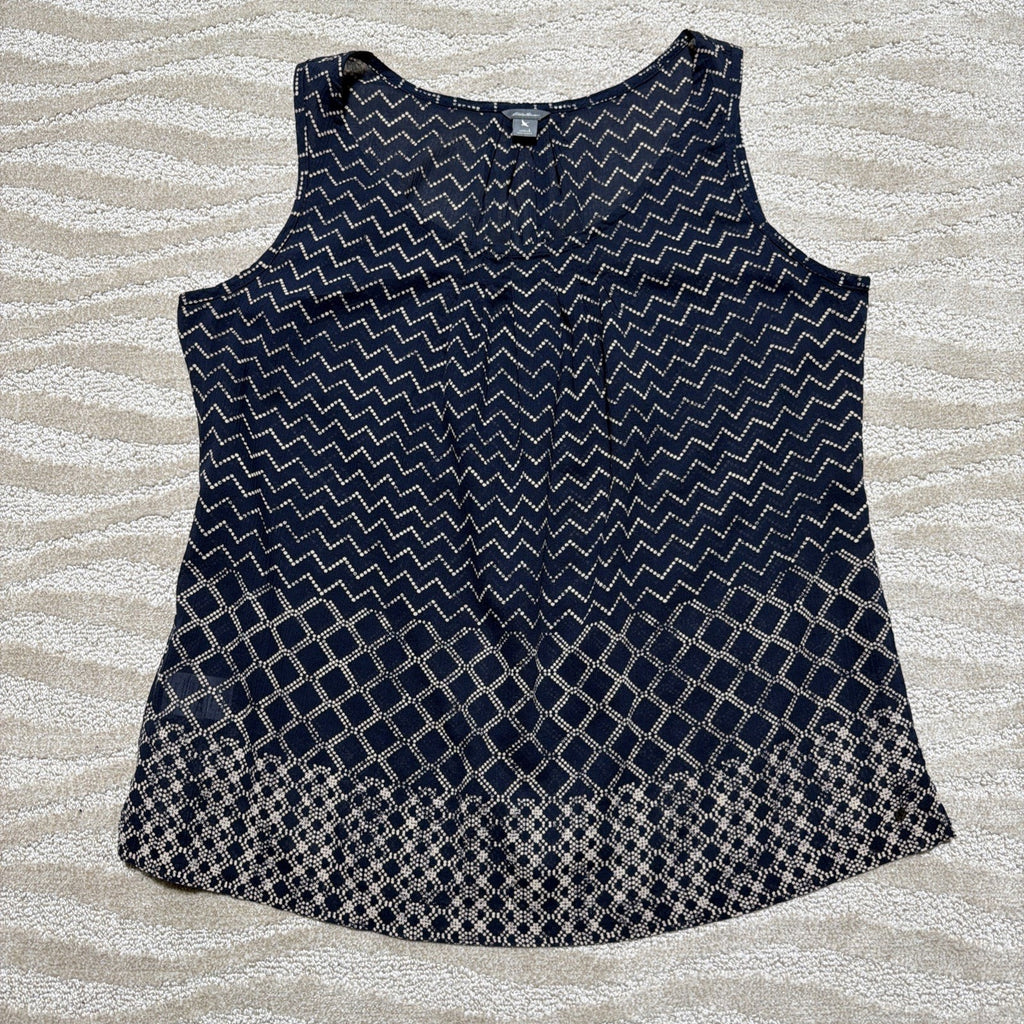 Eddie Bauer Women's Tank Shirt Blue Size L Sleeveless Blouse Top 100% Cotton