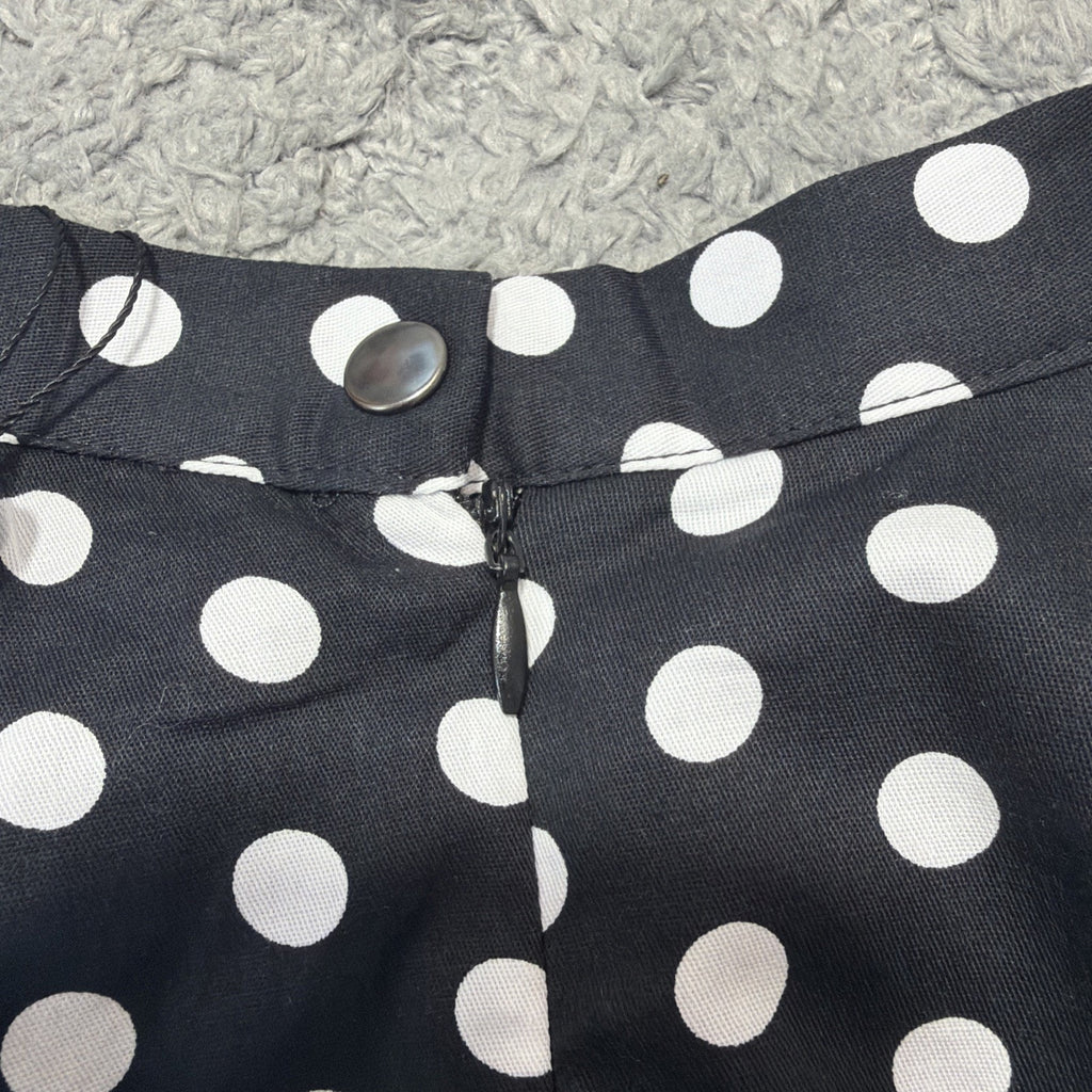 Black Butterfly Retro Black and White Polka Dot Swing Skirt Girls 9-10 NWT