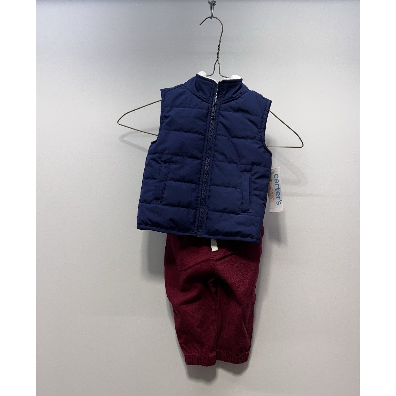 Carter's Baby Boy Blue Winter Puffy Vest Jacket With Jogger Pants Size 9 Months