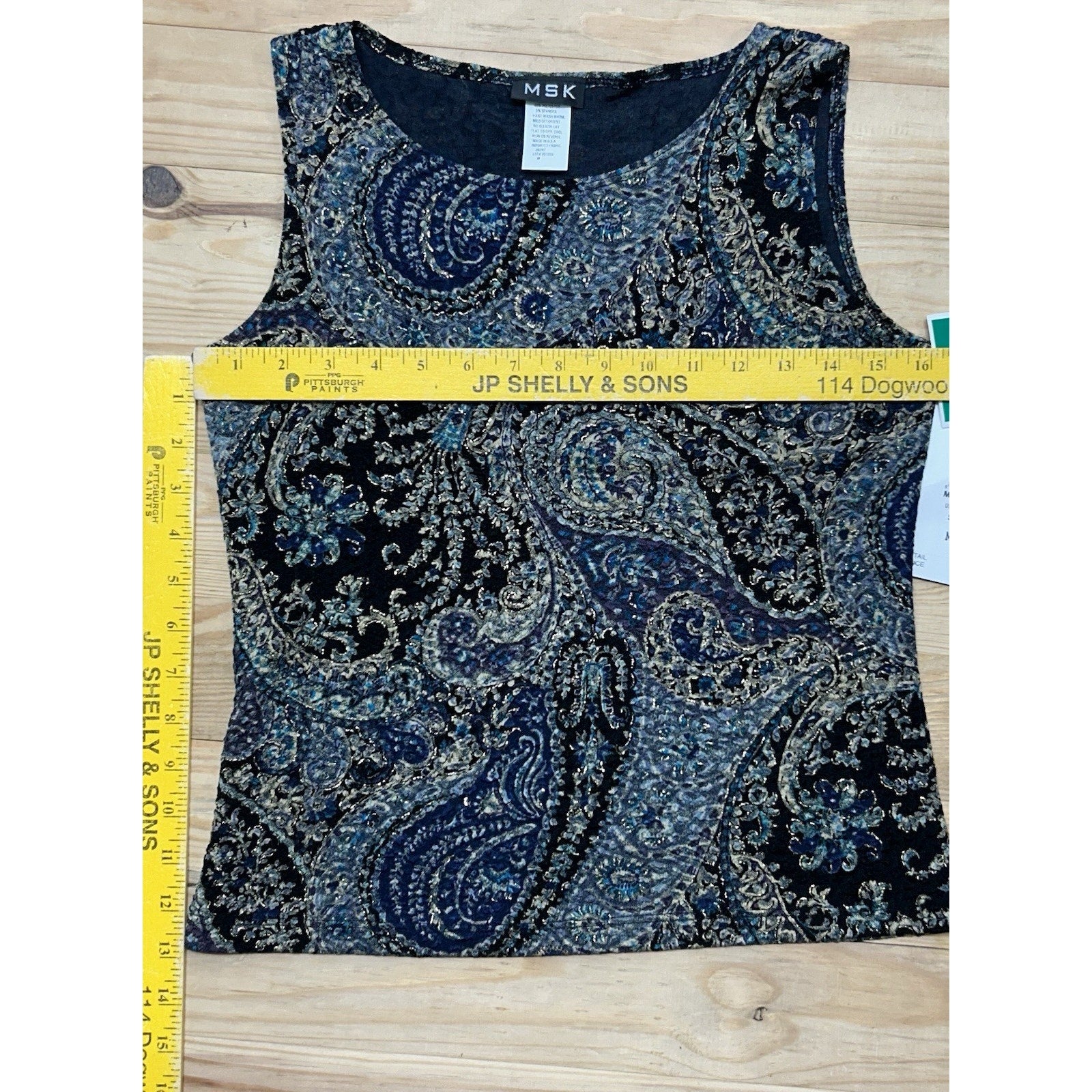 MSK Womens Sleeveless Blouse Top, Metallic, Size M New With Tags MADE IN USA.